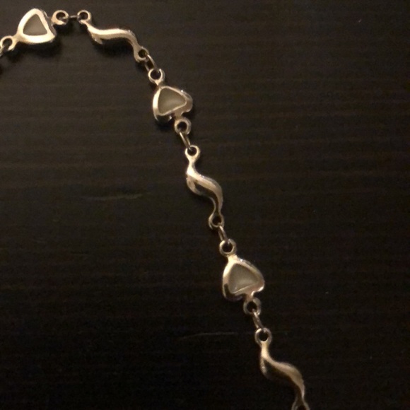Stainless steel anklet with glow in the dark hearts. - Picture 2 of 6